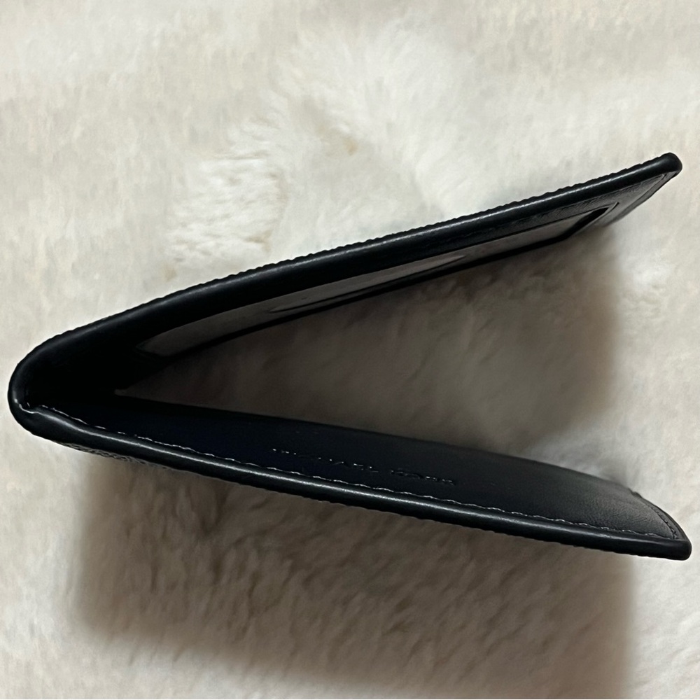 New Michael Kors Signature Blue Logo Monogram Bifold Flap Card Holder Wallet - Picture 7 of 8